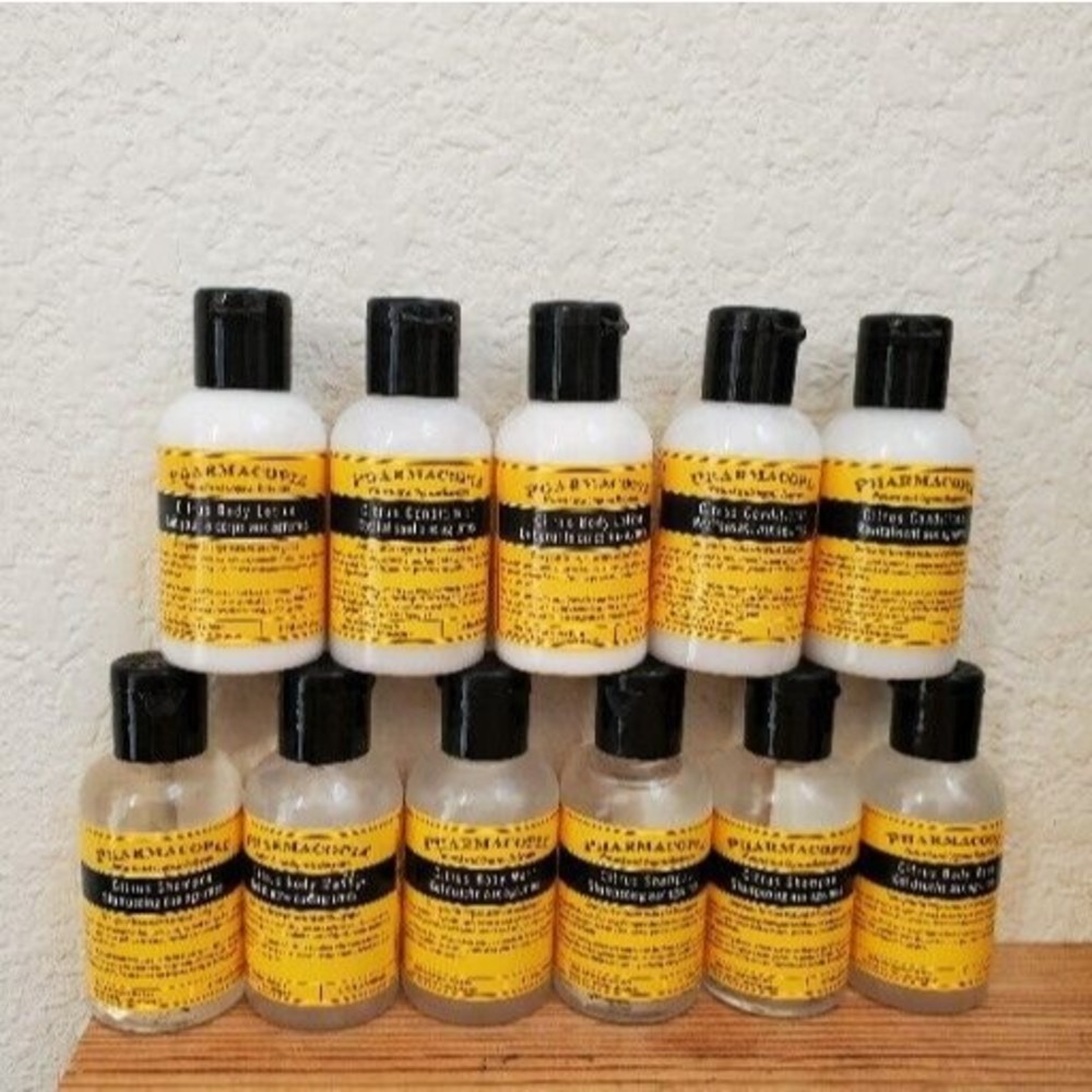 11x PHARMACOPIA NATURAL BODY CARE ORGANIC TRAVEL Trial SET Citrus Lotion Shampoo